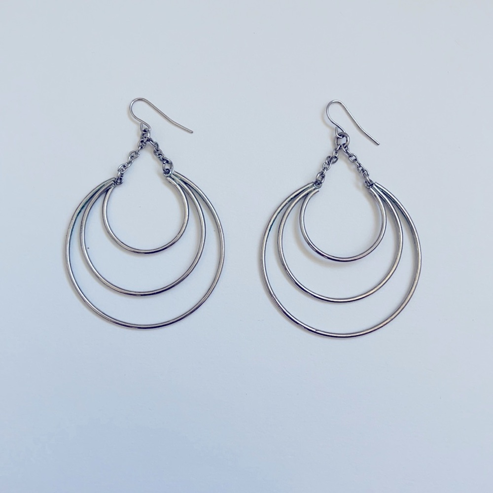 Silver Dangle Multi Hoop